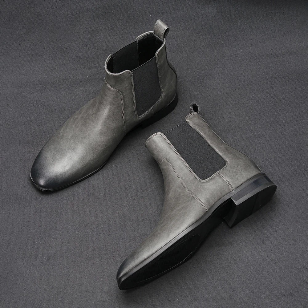 40~46 Chelsea Boots Men 2024 Brand Comfortable Fashion Leather Men Boots #KD431
