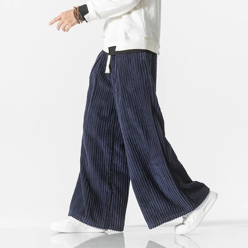 Ribline Corduroy Wide-Leg Pants