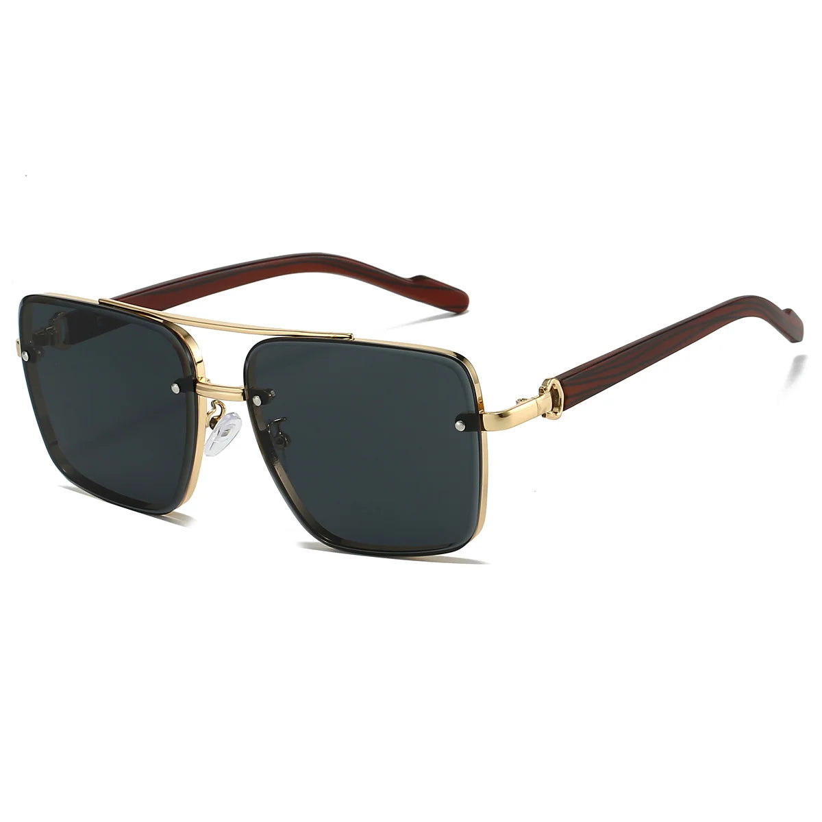 Brasswood Retro Square Sunglasses