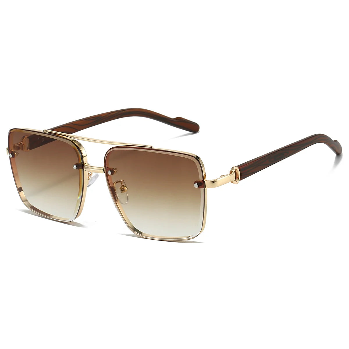Brasswood Retro Square Sunglasses