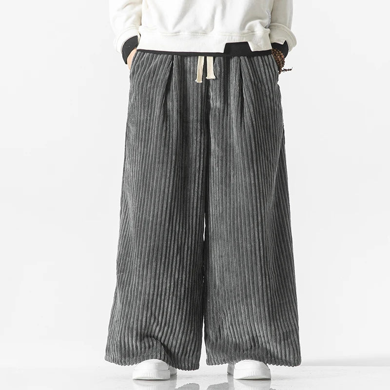 Ribline Corduroy Wide-Leg Pants