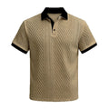 2026 Summer Men's Jacquard Knit Polo Shirt Contrast Collar Short Sleeve Loose Fit Soft Breathable Casual Sport Daily Wear Tops
