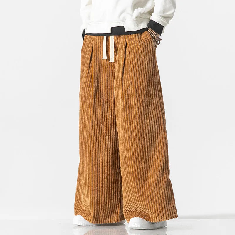 Ribline Corduroy Wide-Leg Pants