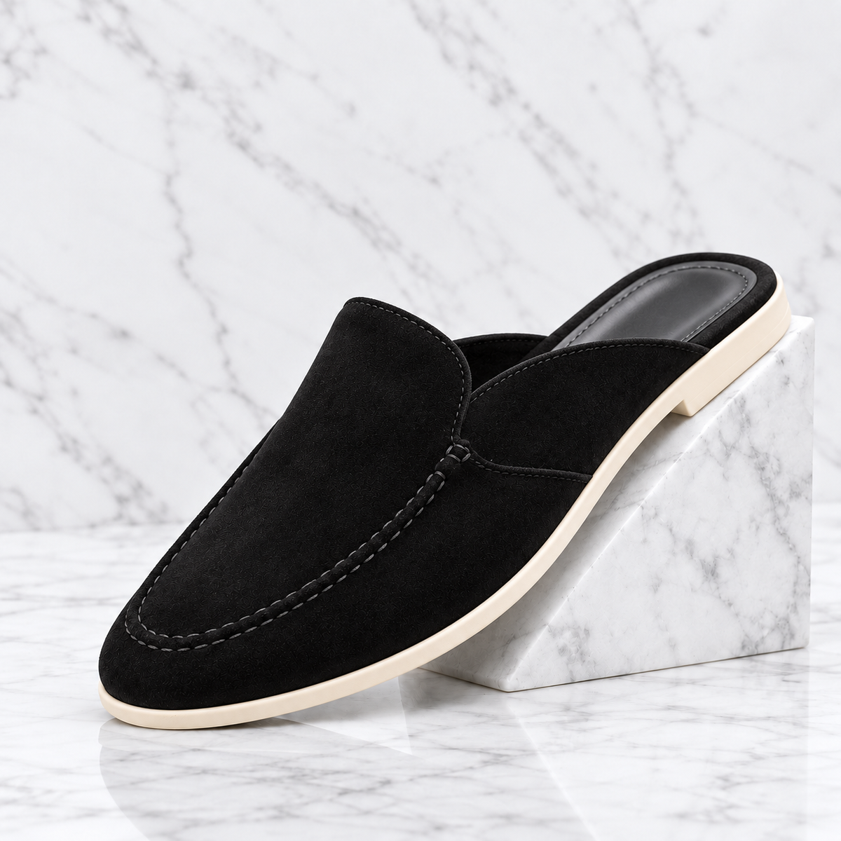 Enzo Suede Backless Loafer