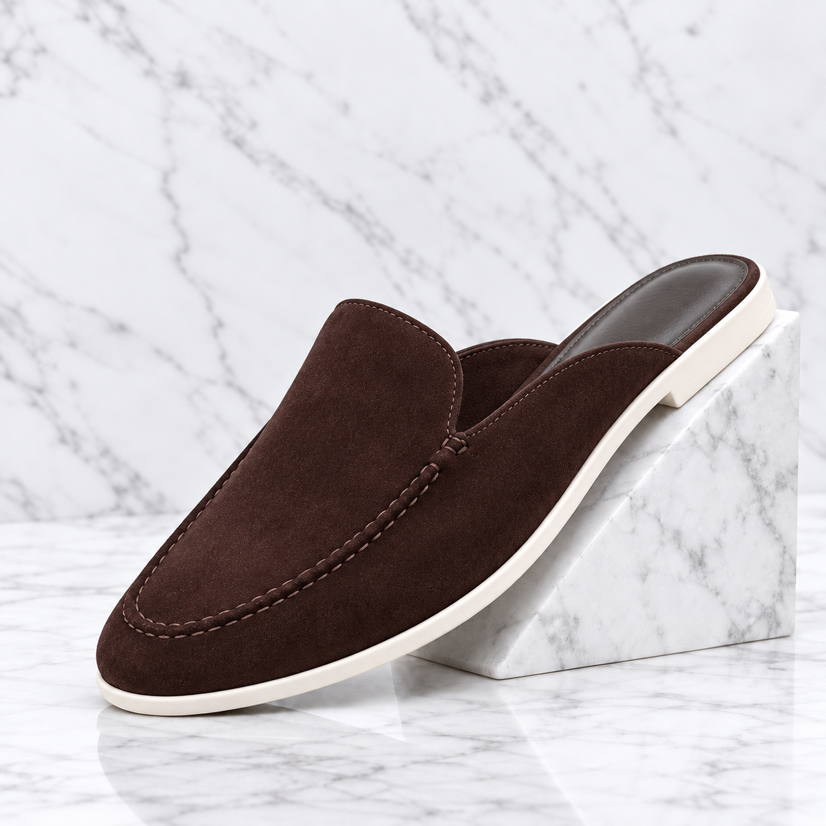 Enzo Suede Backless Loafer