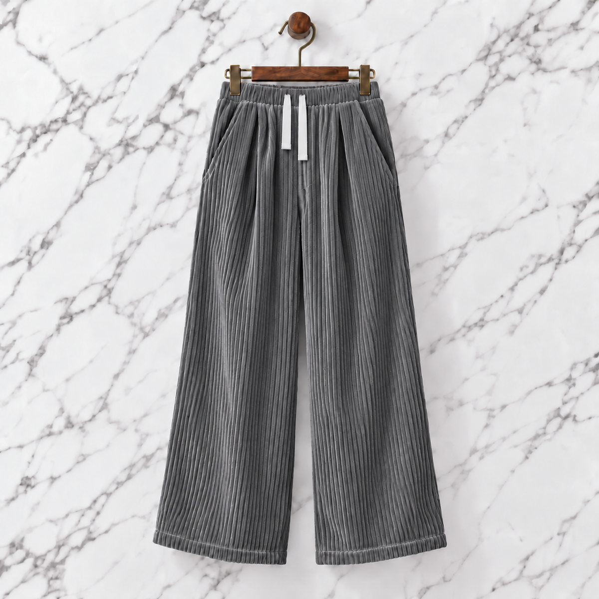 Ribline Corduroy Wide-Leg Pants