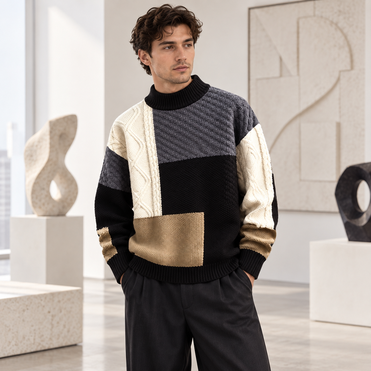 Colorblock Patchwork Sweater